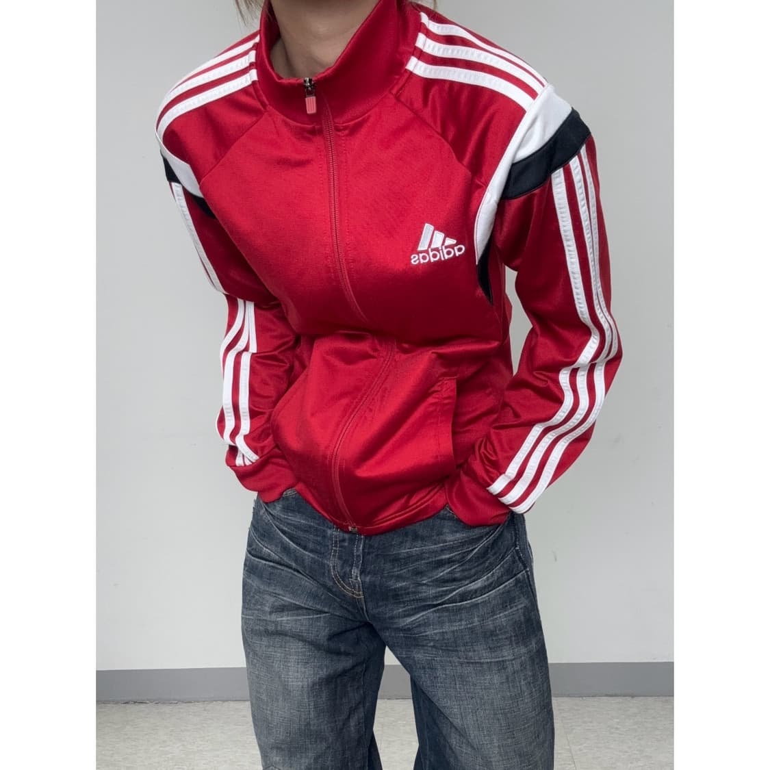 빈티지 레드 아디다스 트랙탑 져지 상품이미지1