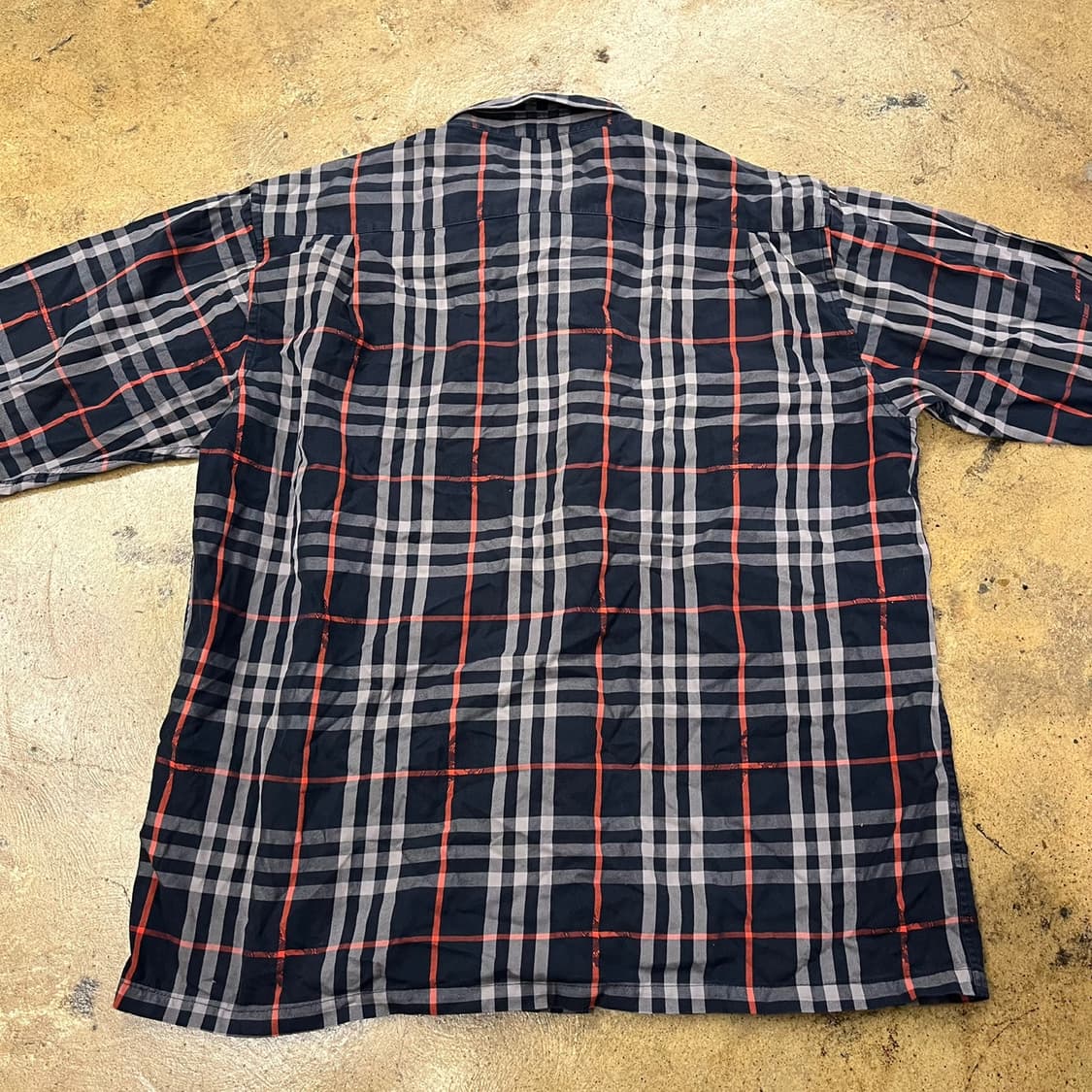 [정품/L] 버버리 체크 남방 셔츠 블랙 레드 b19 상품이미지4