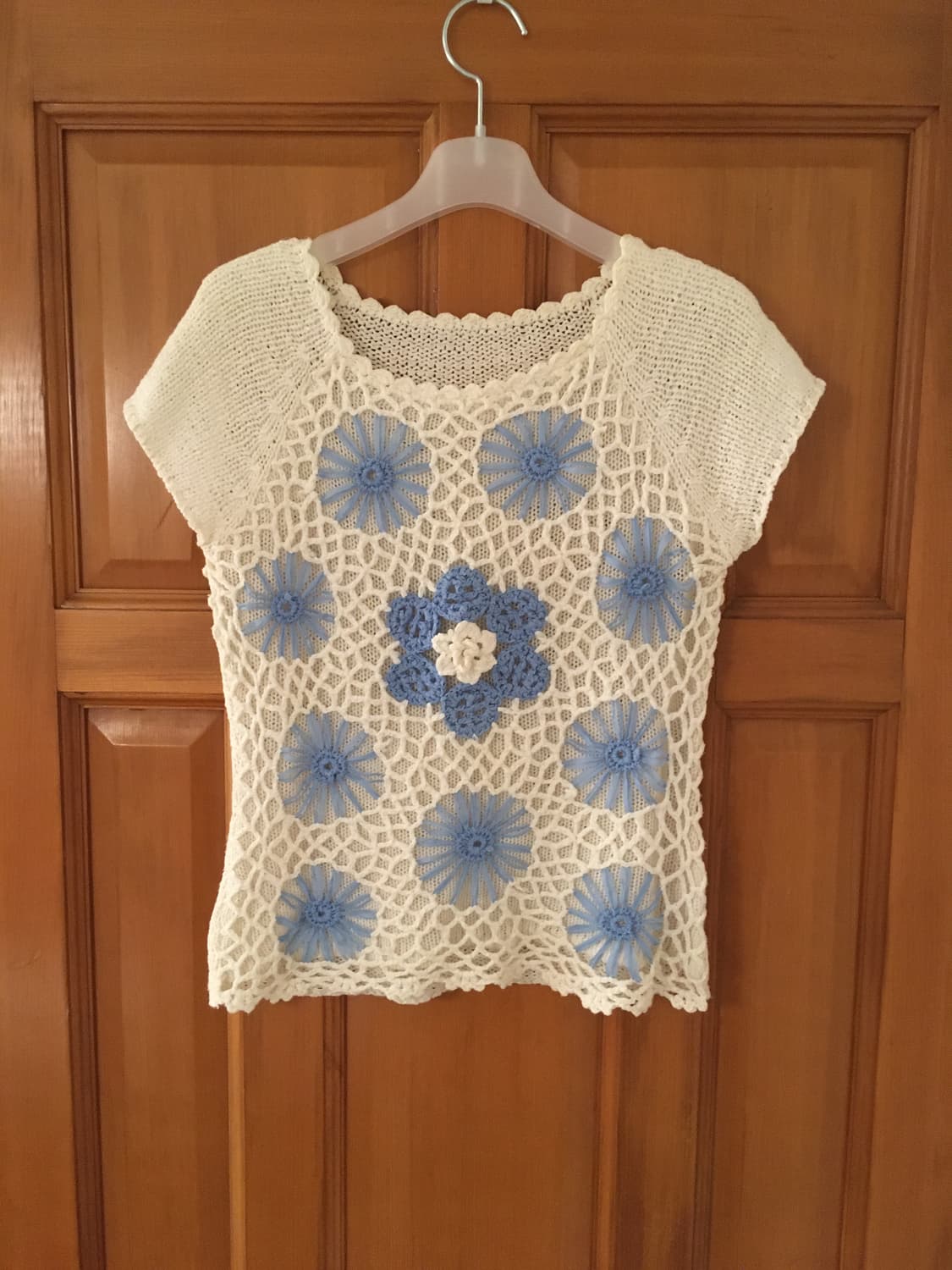 Soft Blue Flower Knit Cap Sleeve 상품이미지3