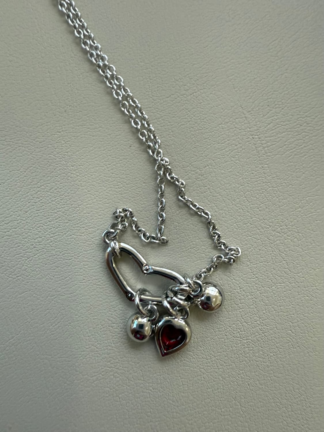 새상품) 스와로브스키 레드 하트 참 네크리스 실버 은 금 골드 다이아 티 상품이미지7