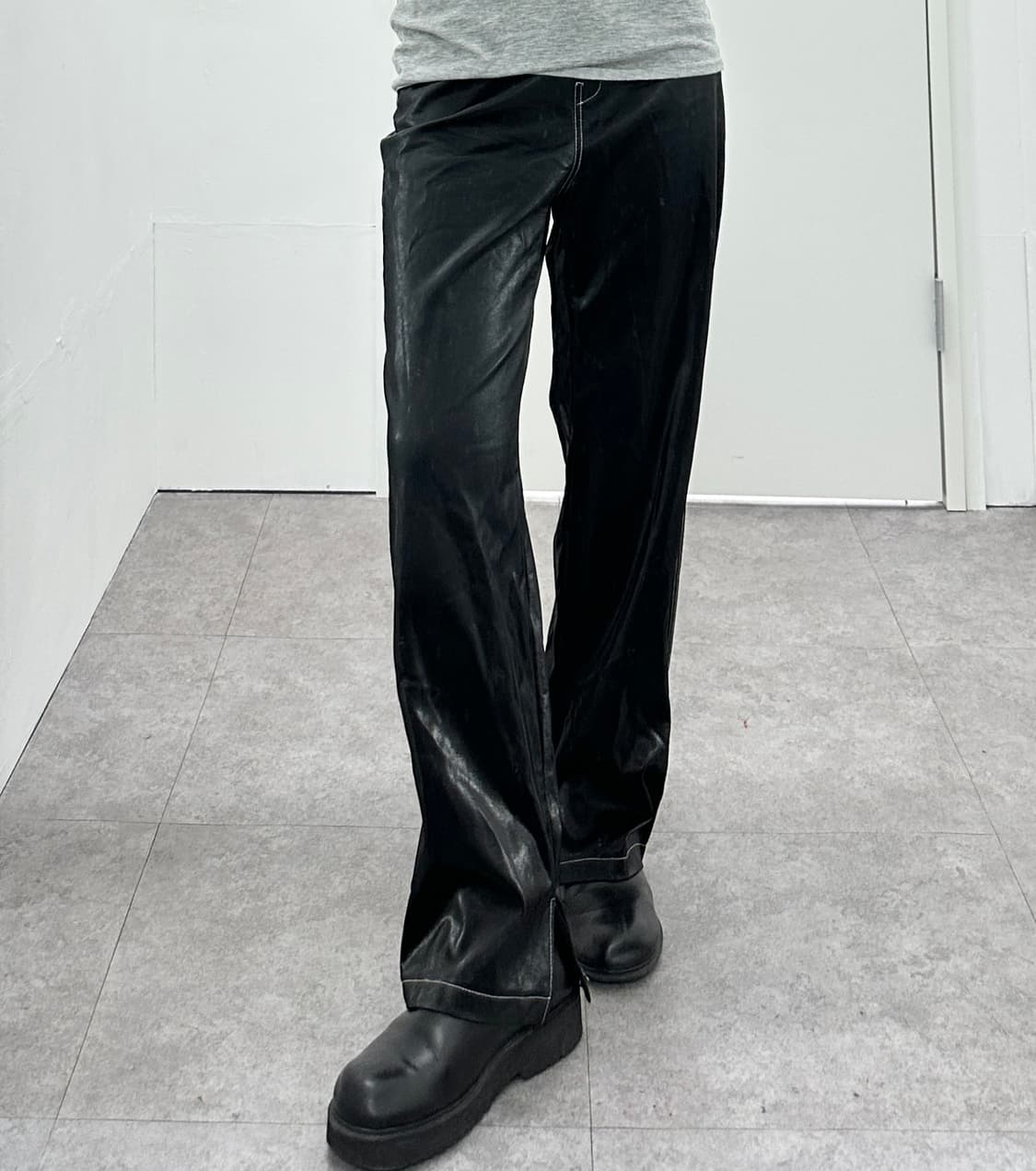 Project wave fake leather coating pants 상품이미지2