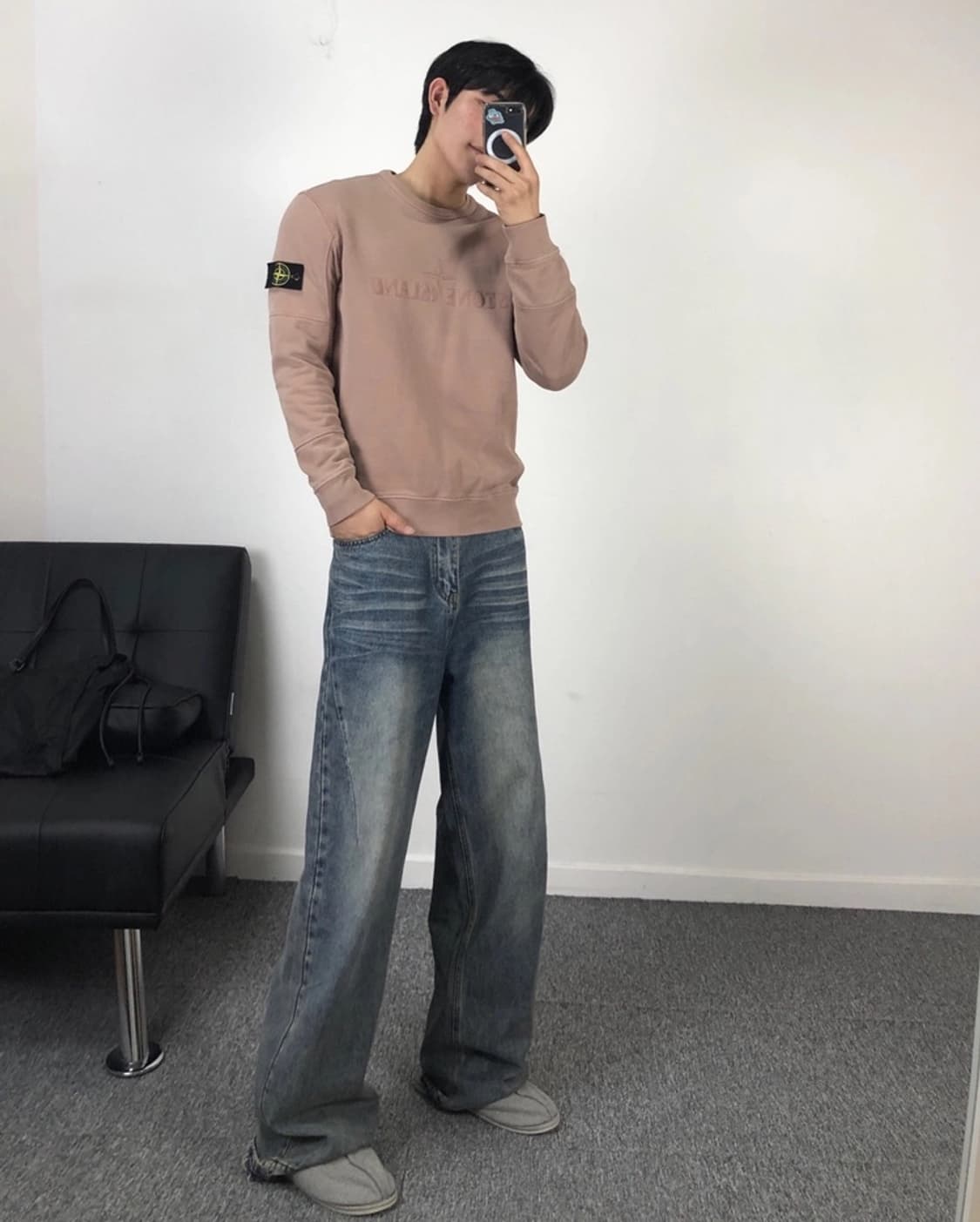 스톤아일랜드 정품 와펜 맨투맨 벽돌색 상품이미지2