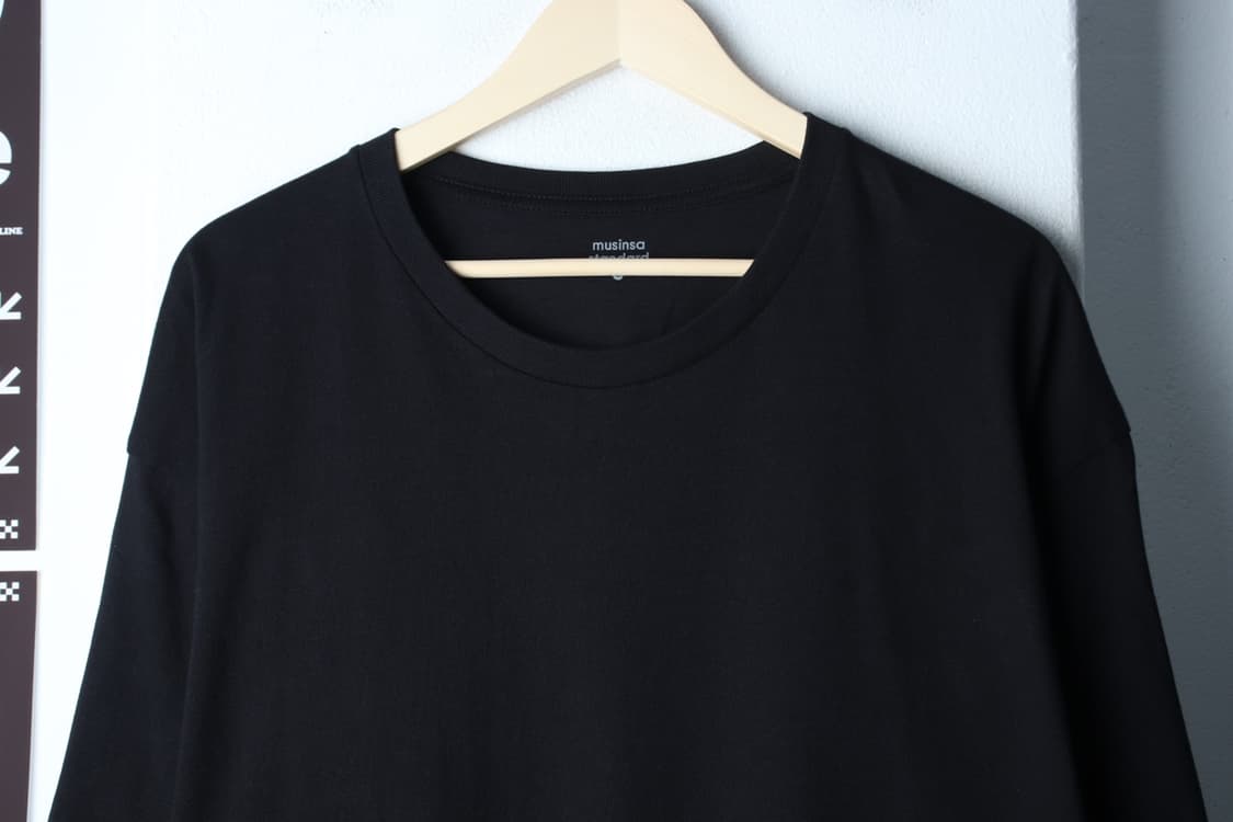 (L-2XL) 무신사 스탠다드 반팔 티셔츠 오버핏 무지 블랙-H33144 상품이미지3