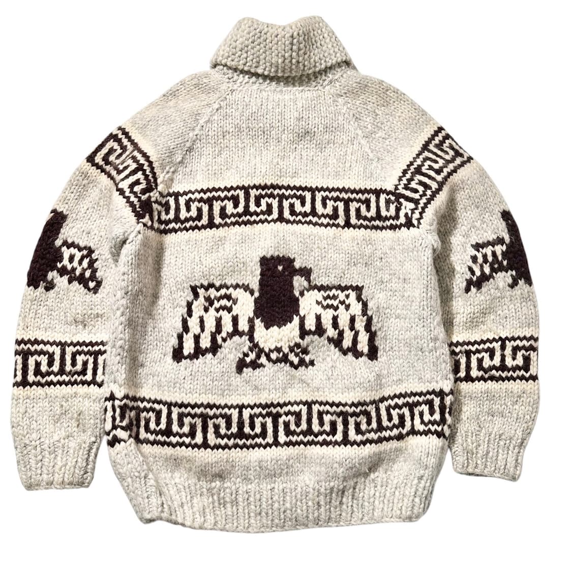 Tuak 캐나다 코위찬 숄카라 패턴 핸드 니트 집업 가디건 자켓 상품이미지2