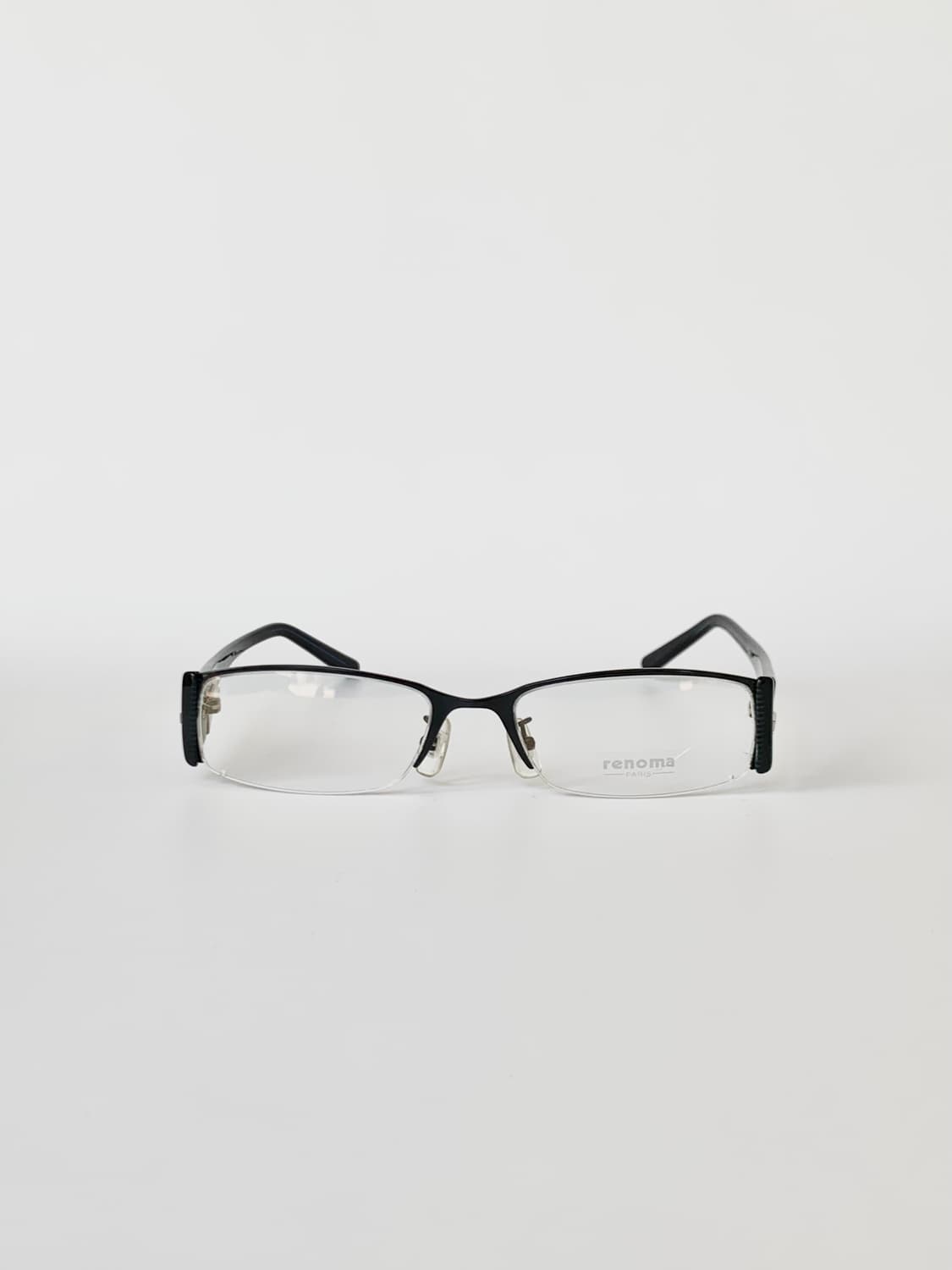 [픽키-581] 블랙 하프림 사각 안경테 남성용 메탈 콤비 상품이미지1