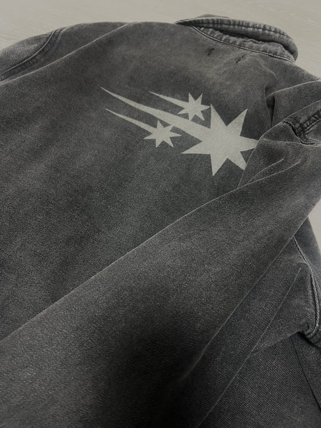 쓰리스타 로고 워시드 데님 집 자켓_블랙 상품이미지3