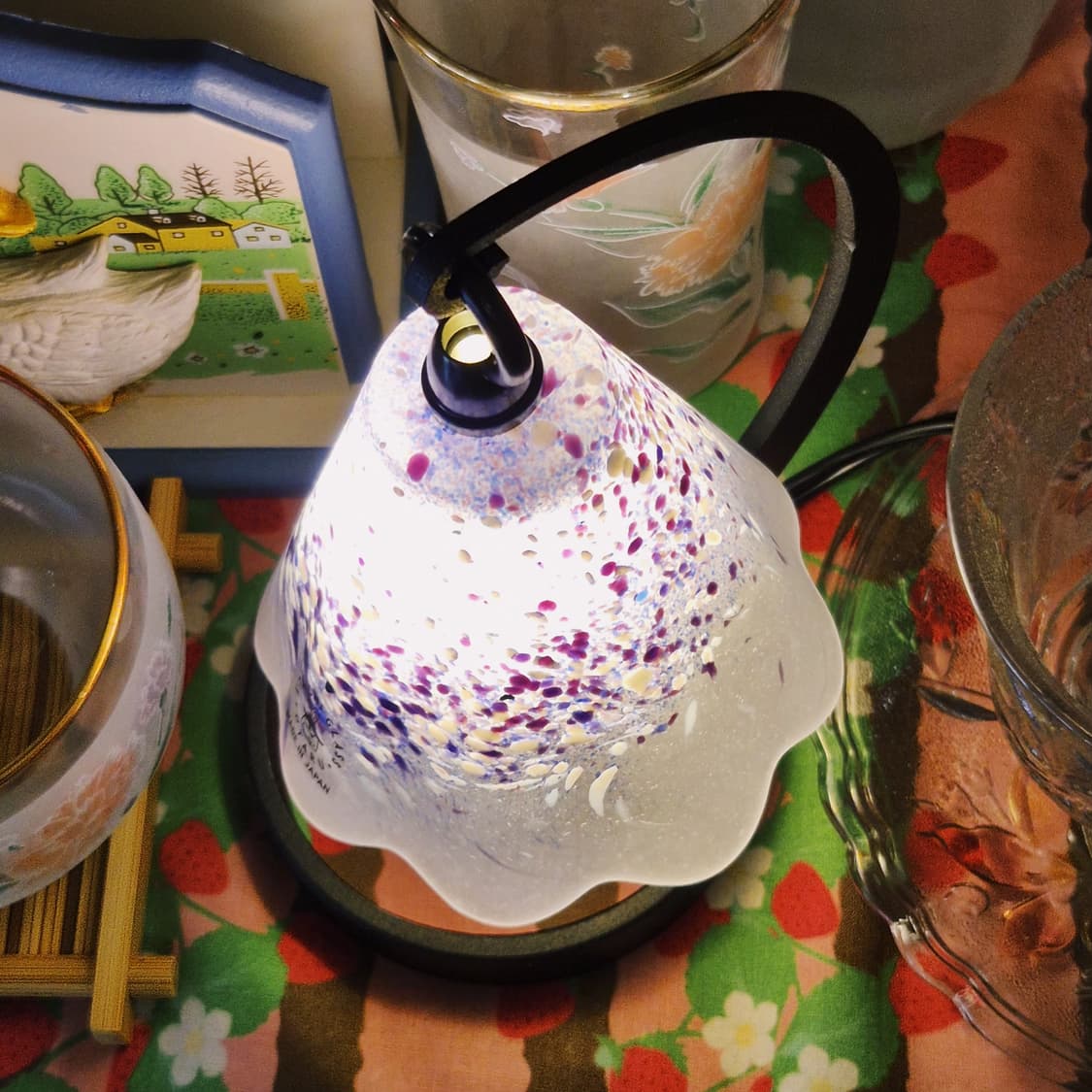 90s 오타루 불투명 마블 글라스 호롱 램프 상품이미지6