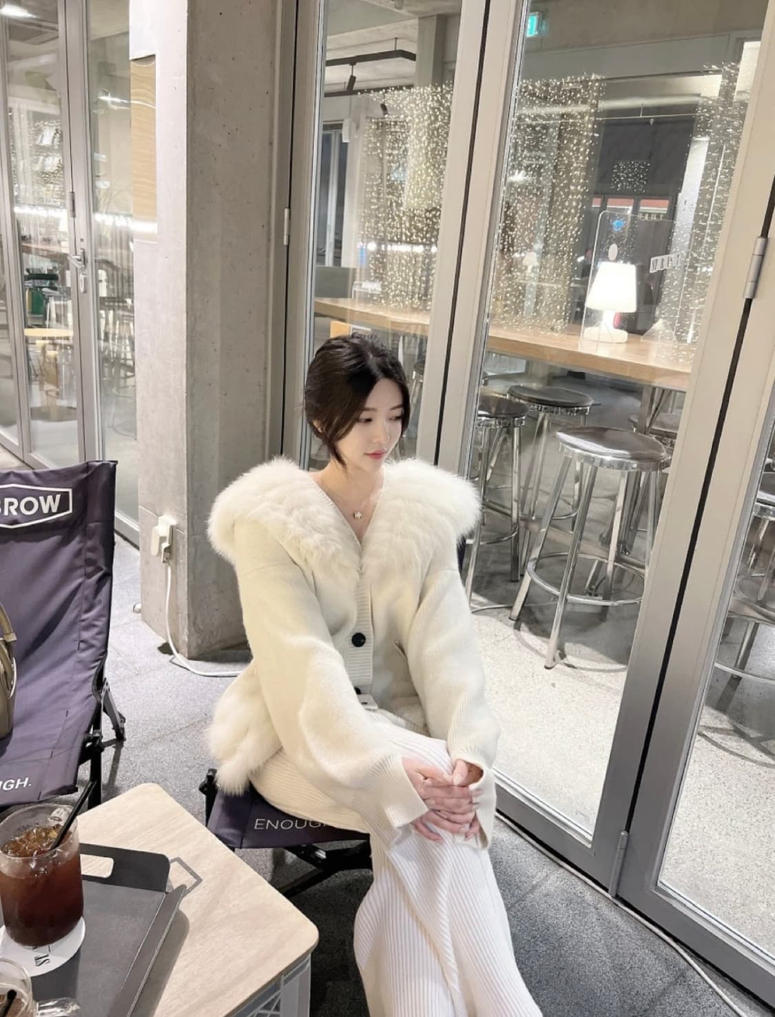 슬림핏 와이드 골지 니트 팬츠 아이보리 새상품 상품이미지4