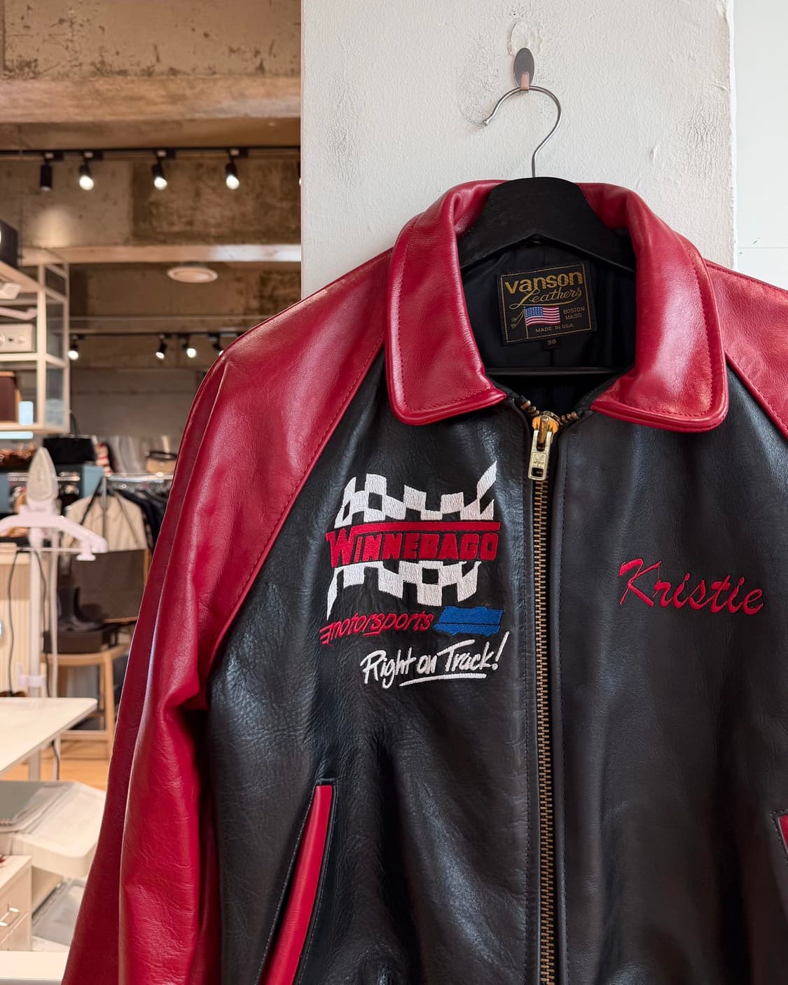 밴슨 레드 블랙 위네바고 모터스포츠 레더 자켓  상품이미지4