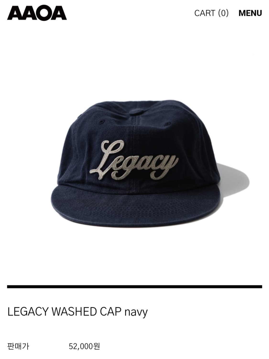 AAOA 레거시 워시드 캡 네이비 새상품 상품이미지2