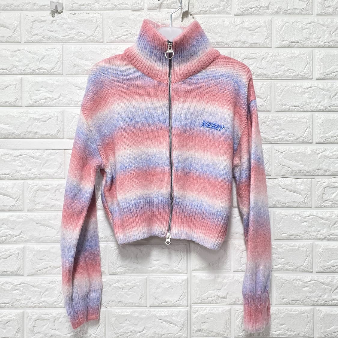 택포_ 23s 널디 스트라이프 니트 집업 S 상품이미지1