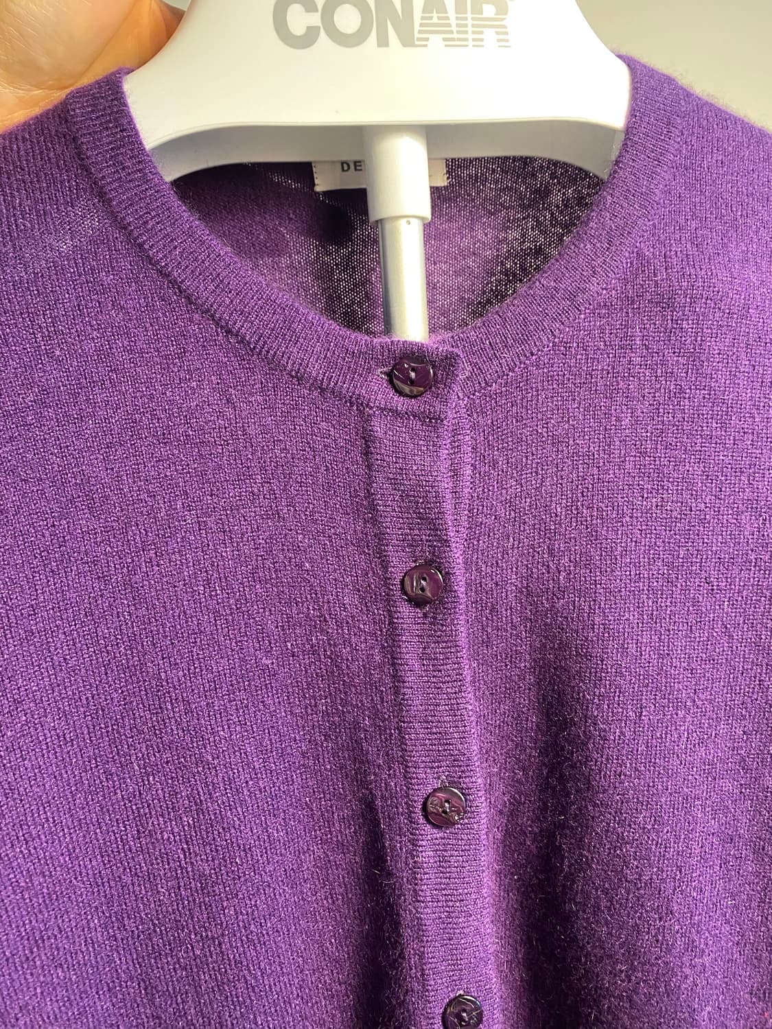 DECORO 캐시미어 100%가디건 퍼플 L 상품이미지1