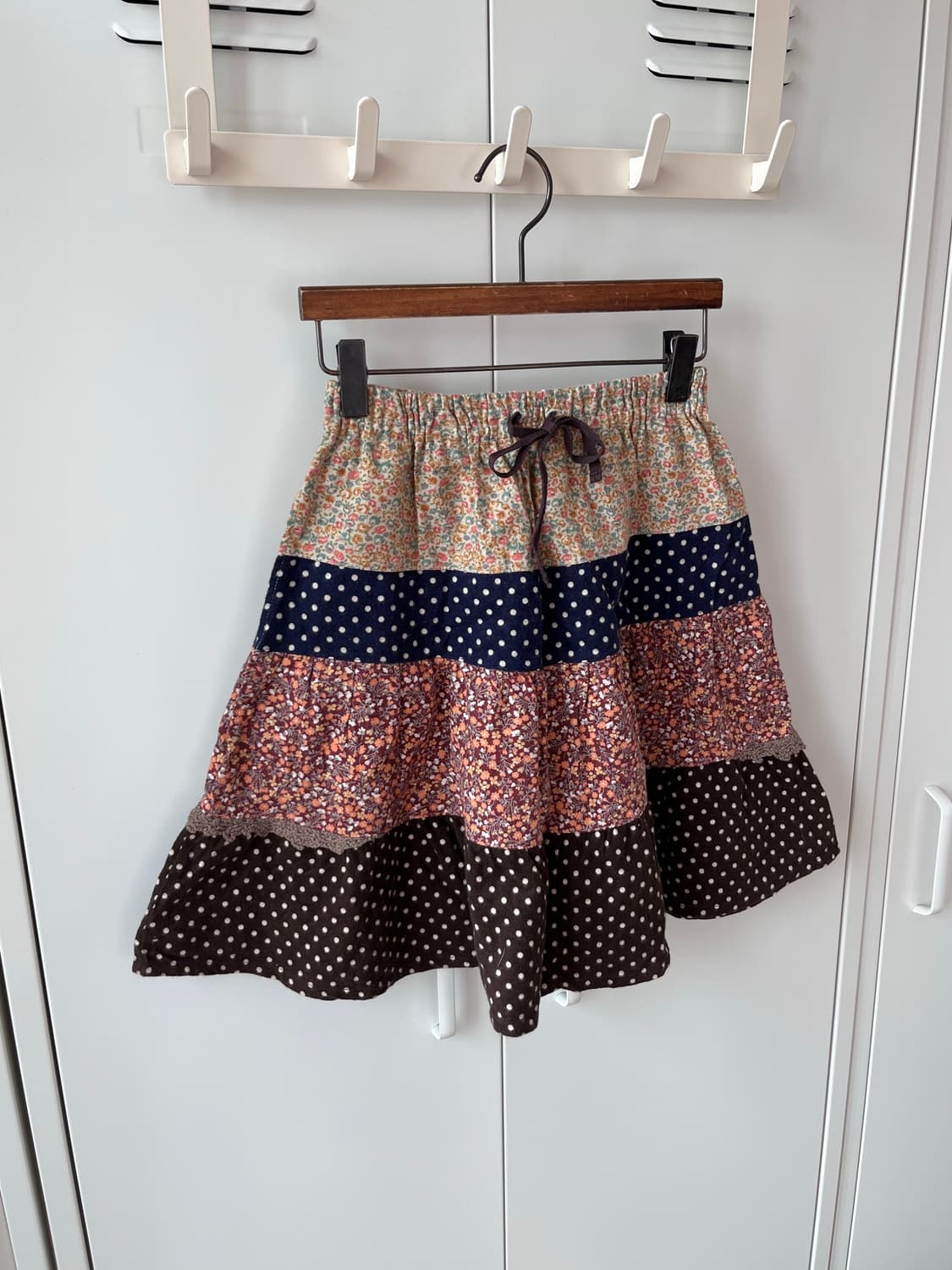 Papp 잔꽃 도트 패치워크 플레어 스커트 상품이미지2