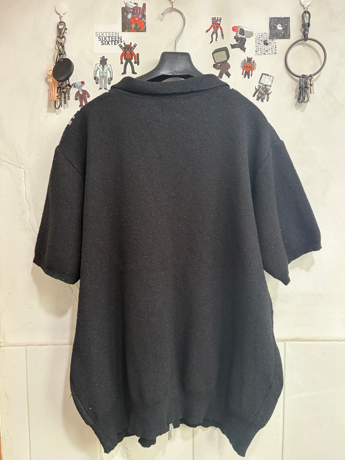 케이엔드 Kndw. 폴리에스터 100% 반팔 집업 니트 (L) 상품이미지2