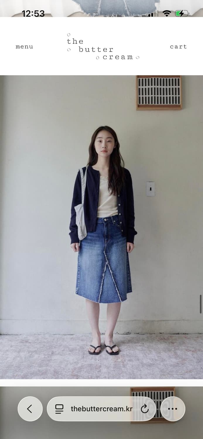더버터크림 데님 미디 스커트 상품이미지9