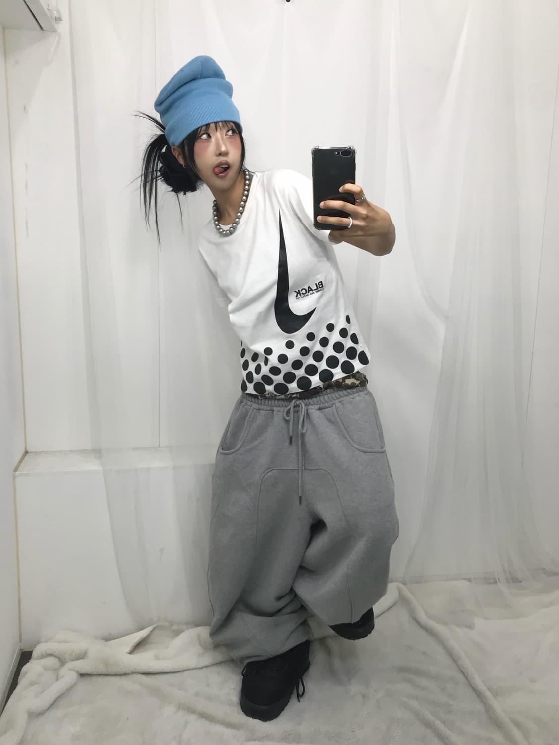🖤 꼼데가르송 X 나이키 콜라보 도트 반팔 티셔츠 🖤 상품이미지3