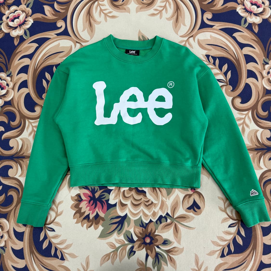 (우먼즈S) 리 LEE 빅로고 크롭 맨투맨(그린) 상품이미지1