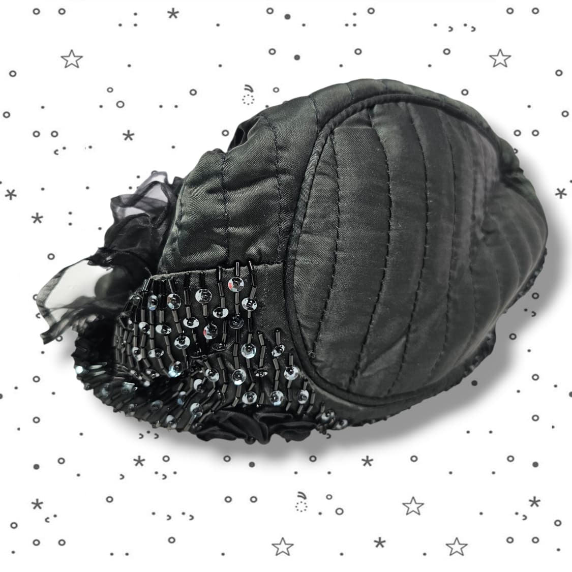 VTG 블랙 로즈 비즈 스팽글 핸드백 상품이미지7