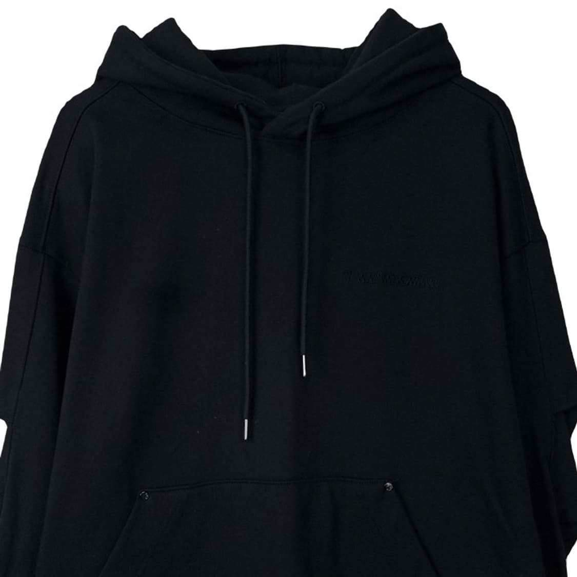 [트리밍버드] 로고 자수 오버핏 리벳 스웻 후드티 블랙 M16385 상품이미지4