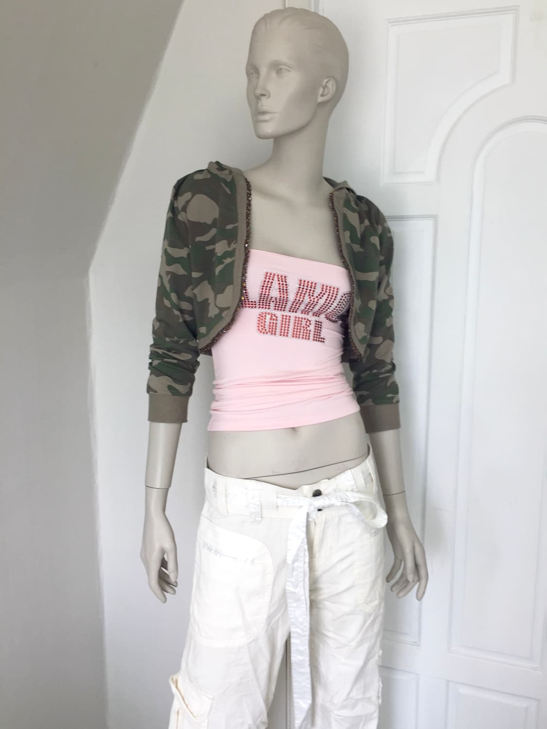 Camouflage Beaded Hoodie Bolero 상품이미지4