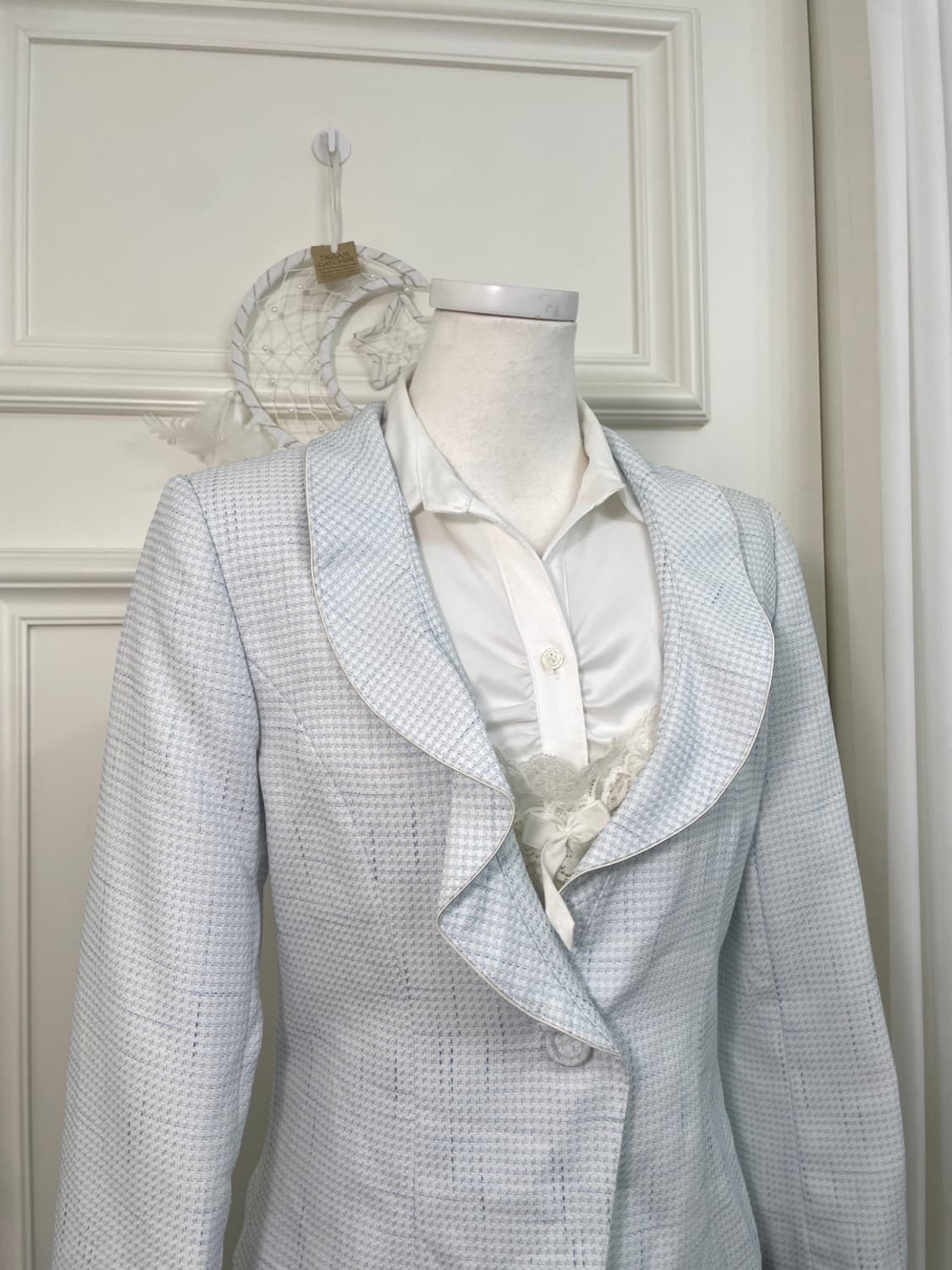 ice blue tweed ruffle spring jacket 상품이미지6