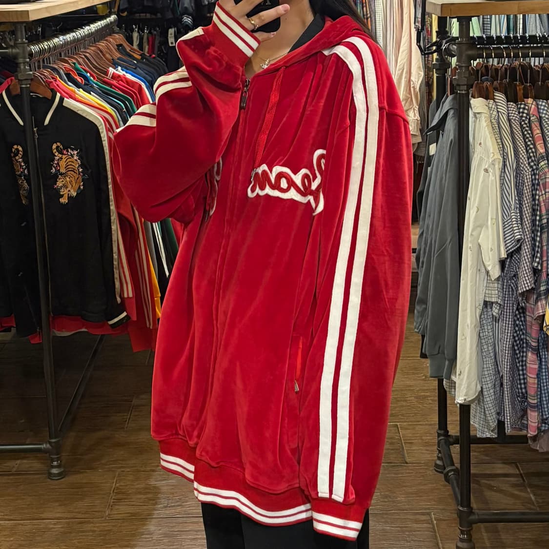 [HI] vtg 벨로아 벨벳 져지 레드 상품이미지4