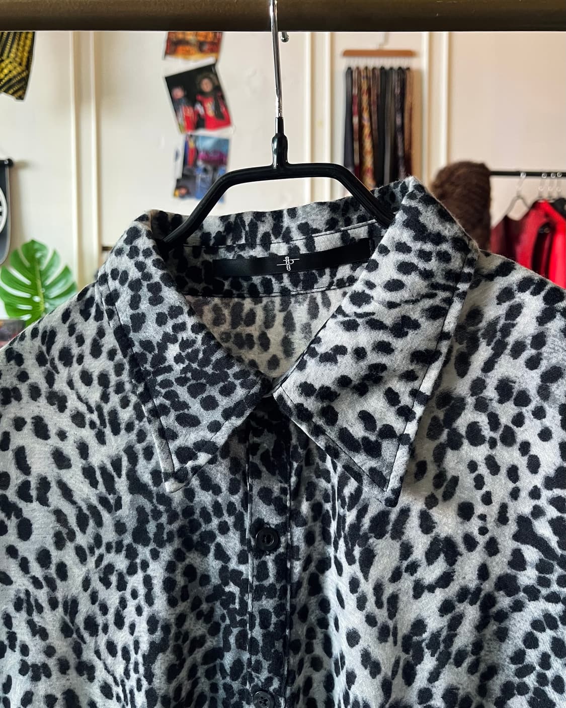NO ID Stitch Lettering 1/2 Leopard Shirt 상품이미지5