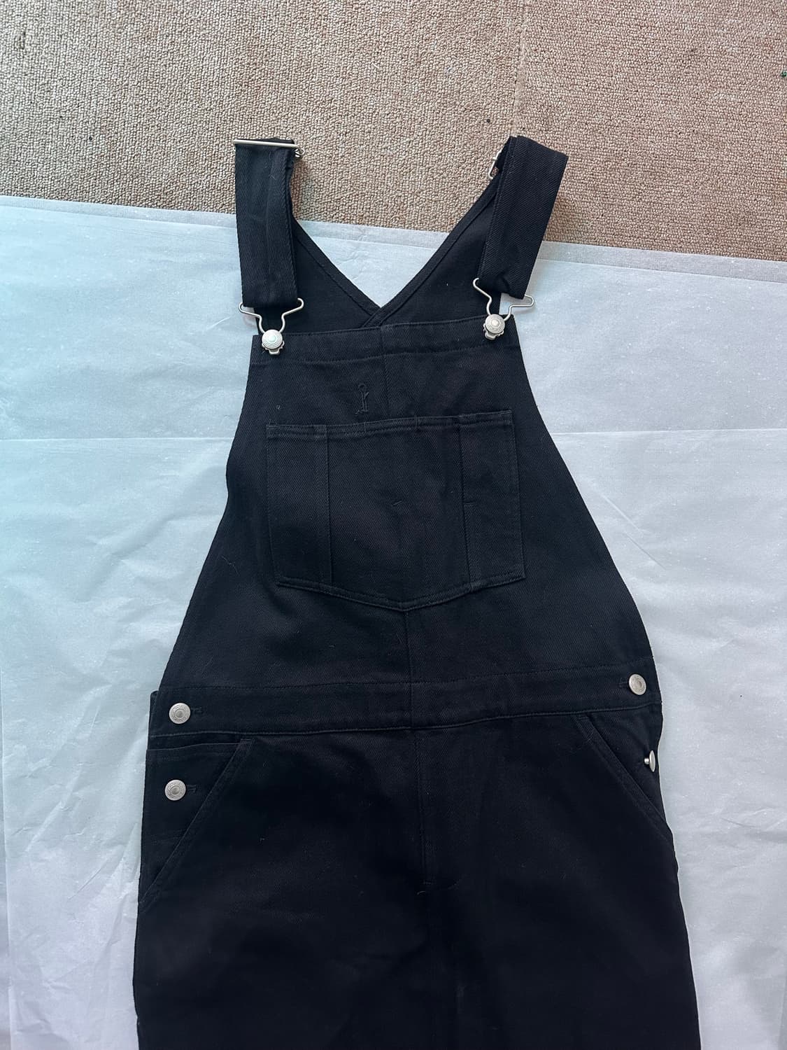 GREENBUTTER 그린버터 블랙 롱 데님 오버롤 스커트 상품이미지1