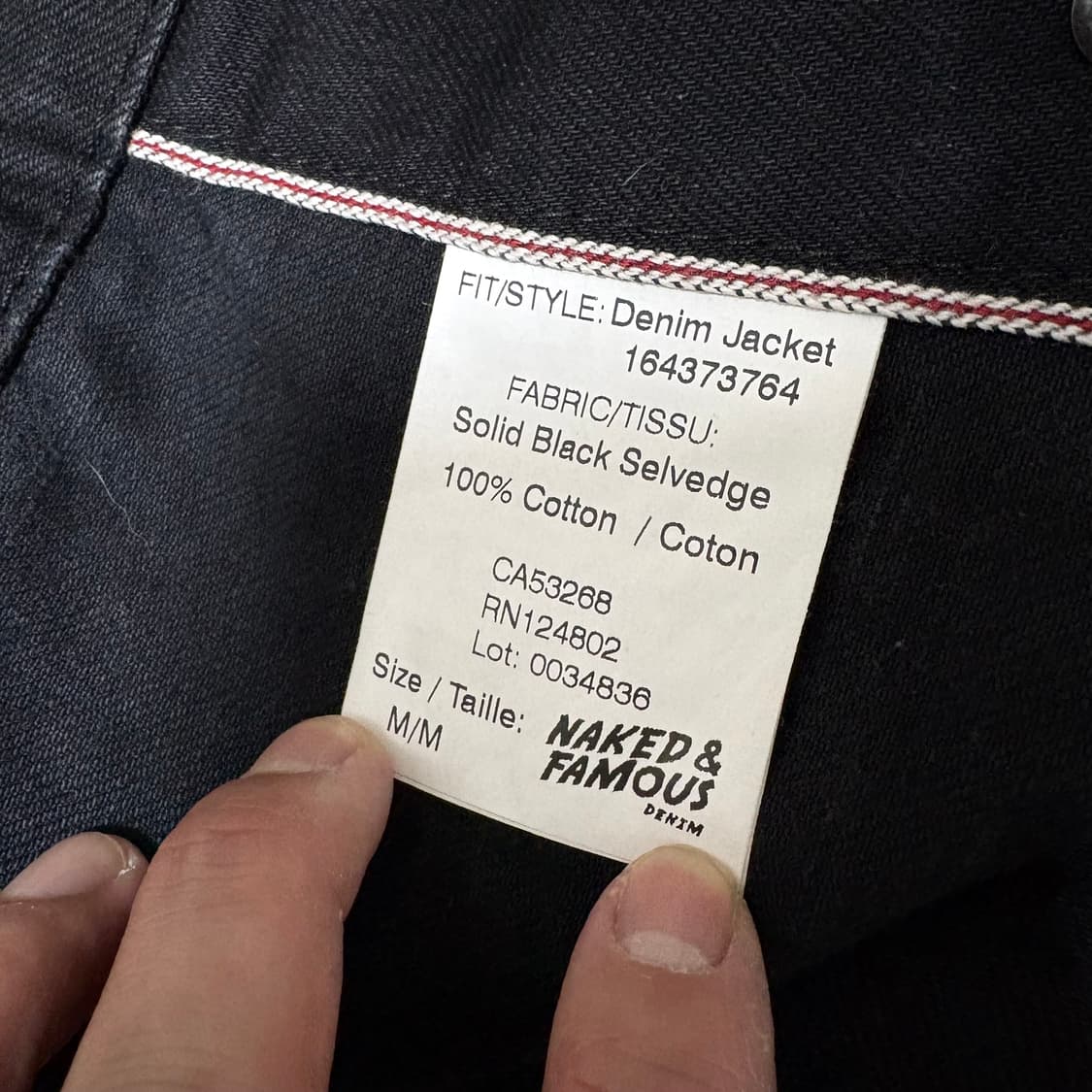 네이키드앤페이머스 블랙 셀비지 데님 트러커 자켓 m 상품이미지5