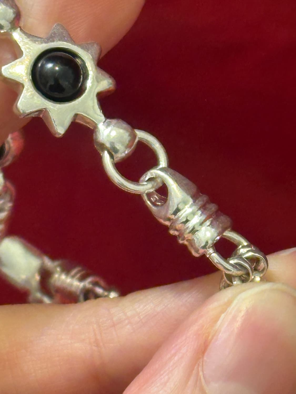 Vintage 925Silver Onyx Sun Cross Heart B 상품이미지5