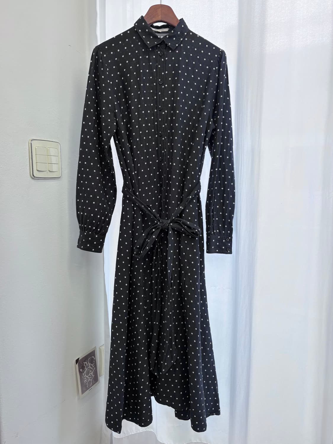MOUSSY 도트 네이비 로브 맥시 롱 원피스 JPN  상품이미지2