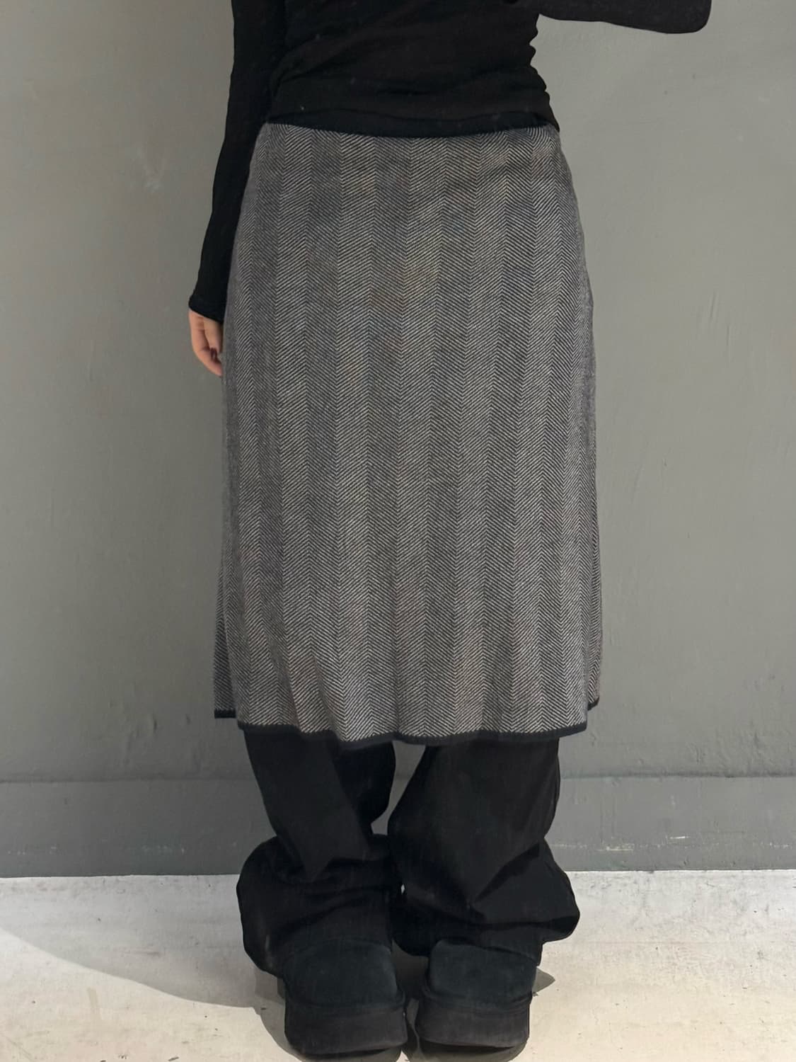 stripe pattern detail knit skirt 상품이미지1