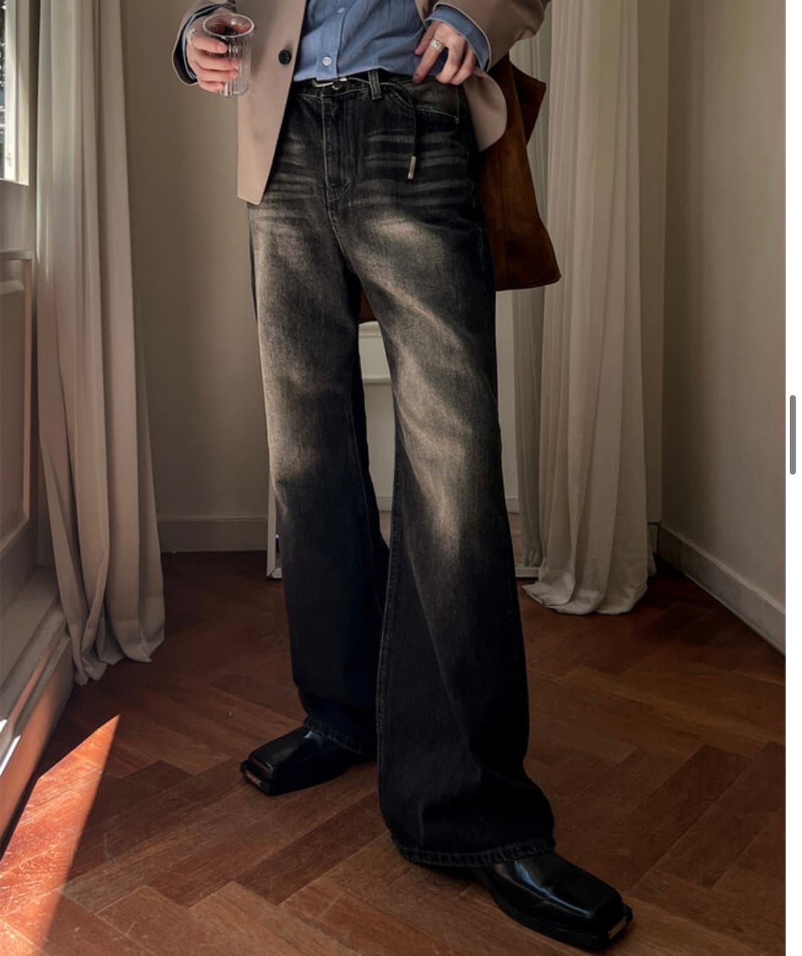 noster 노스터 블랙 빈티지 워싱 플레어진 S30 상품이미지1