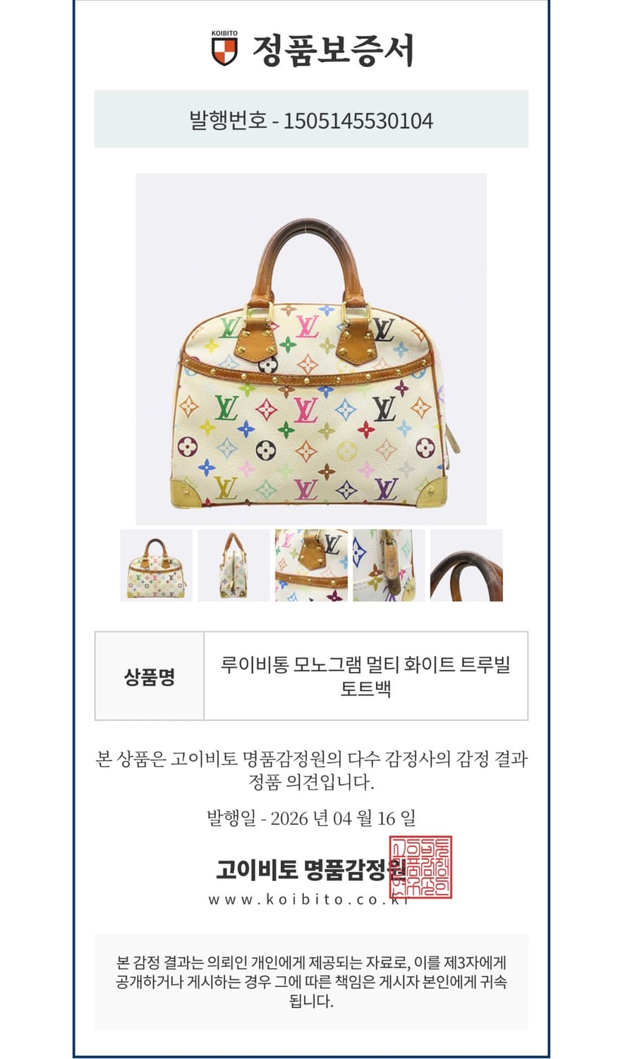 루이비통 멀티컬러 트루빌 토트백 상품이미지9
