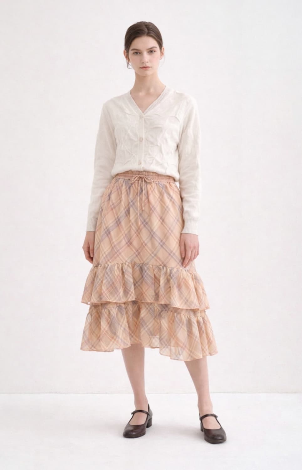 오즈세컨 티어드 밴딩 스커트 61사이즈(44사이즈) 상품이미지1