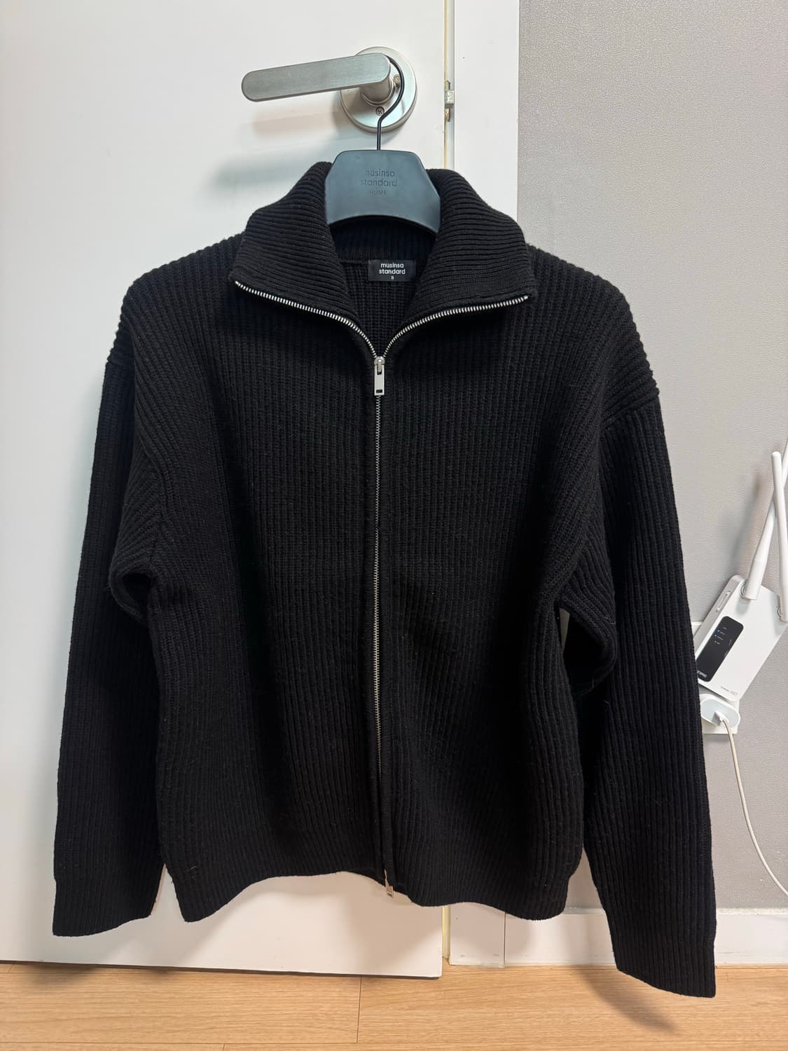 무신사스탠다드 릴렉스드 니트 집업 블랙 s 95 상품이미지3