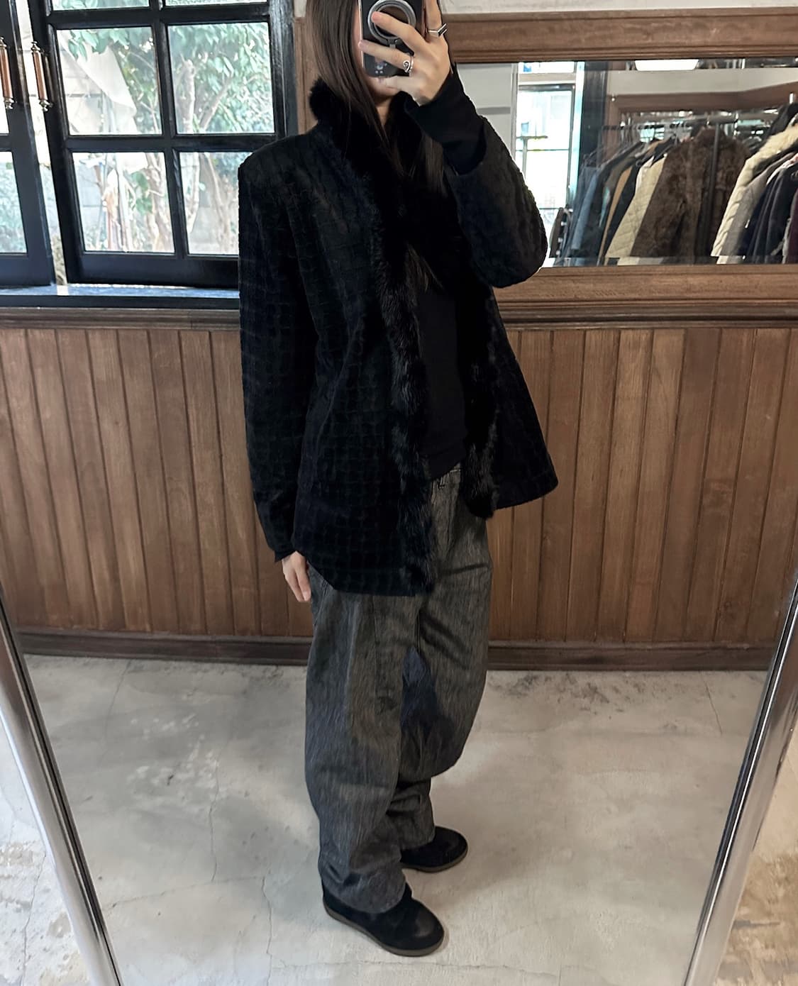 JPV fur trimming velvet jacket 상품이미지3