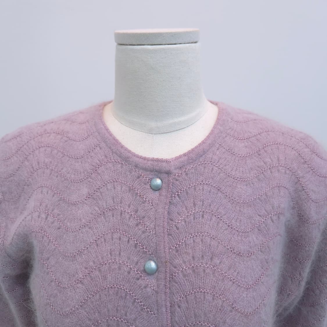 연보라 라운드넥 8부 울가디건 일본빈티지 상품이미지2