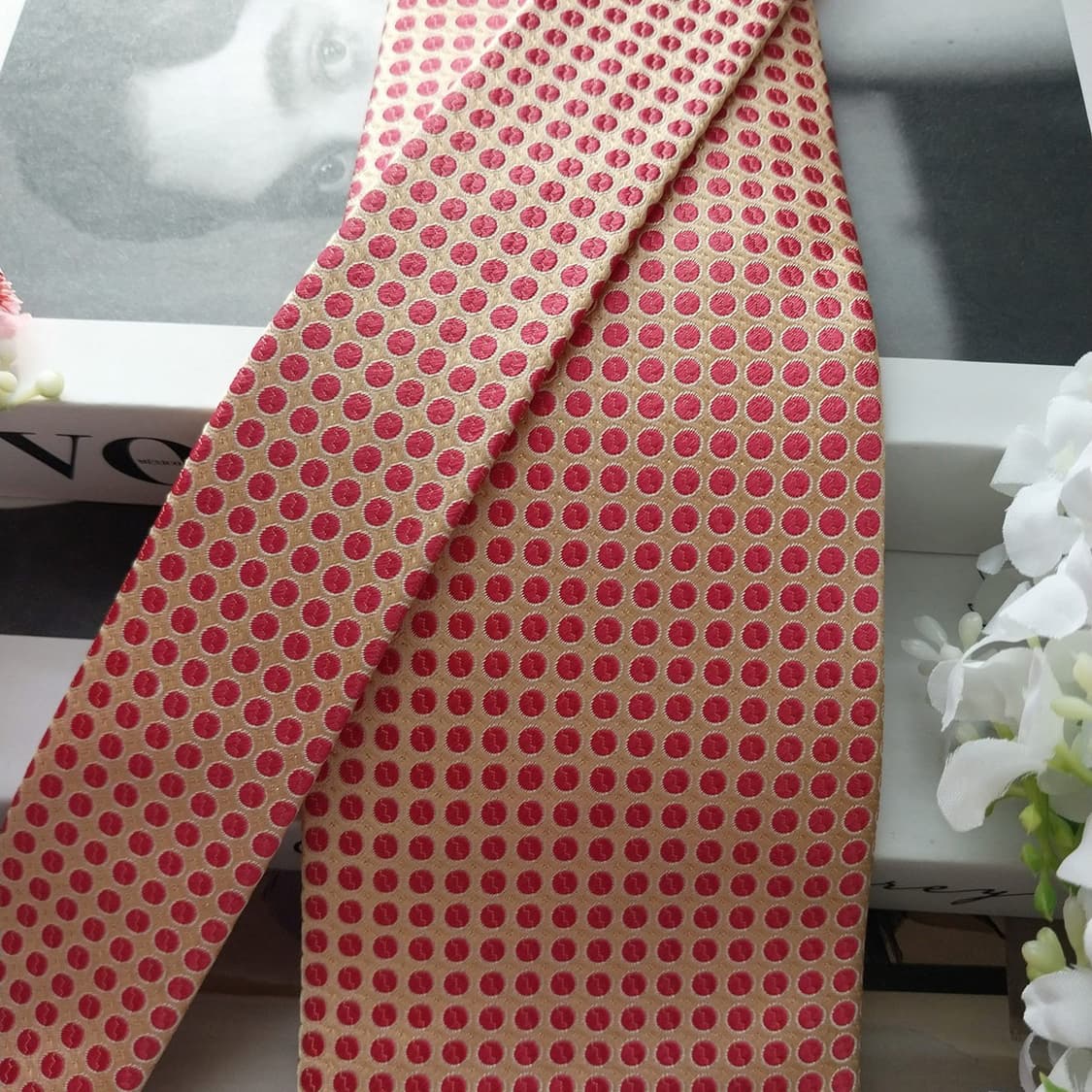 아쿠아스큐텀 실크 핑크 도트 넥타이 8.6cm A+등급 K1609
 상품이미지4
