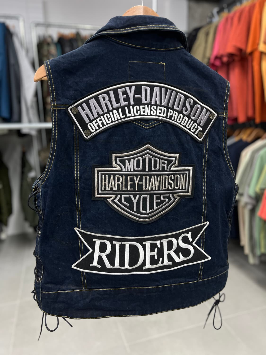 할리 찐청워싱 포인트 청조끼  상품이미지3