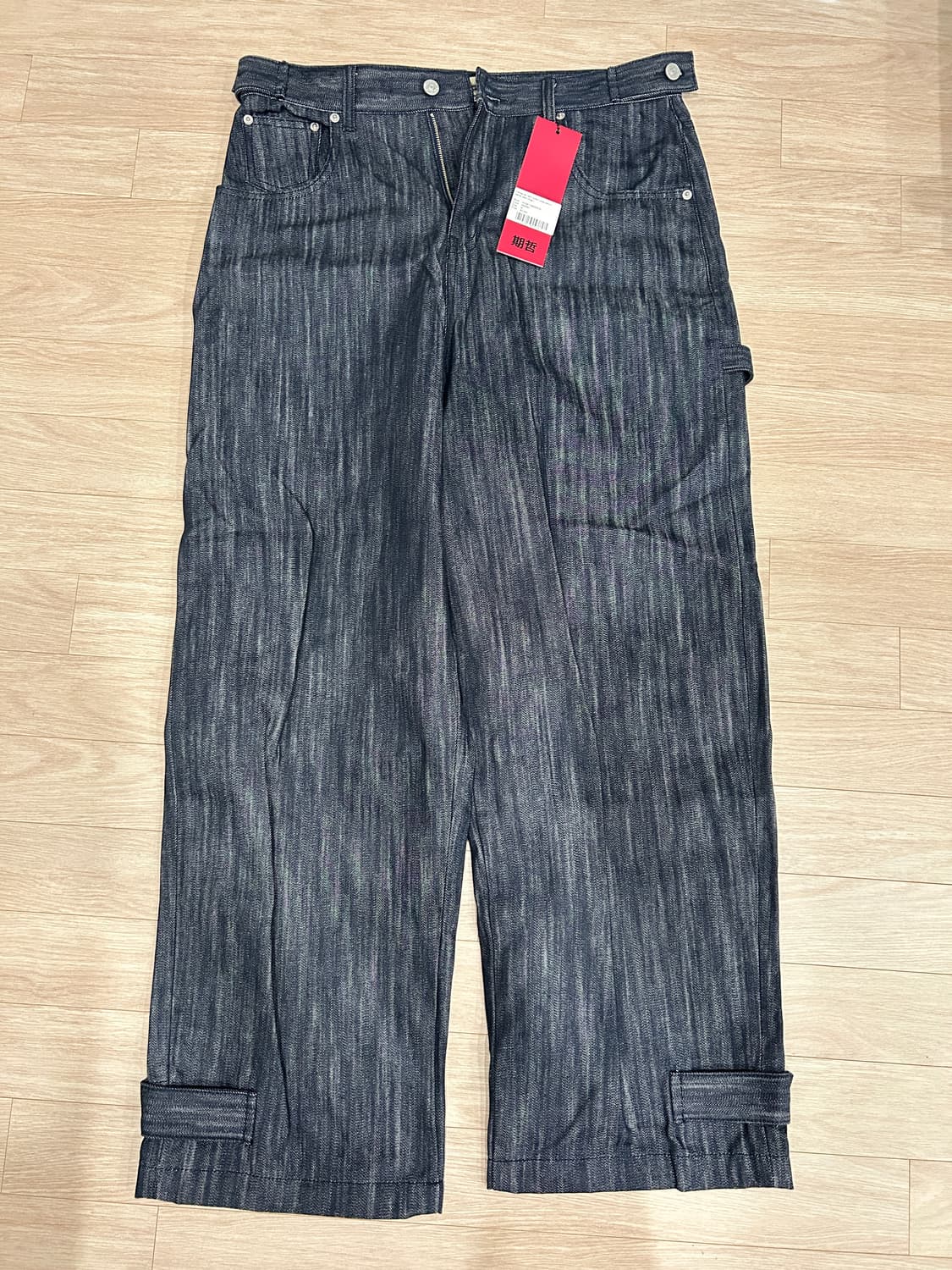기철 햄 버튼 로우 인디고 와이드 데님 팬츠 M 상품이미지9
