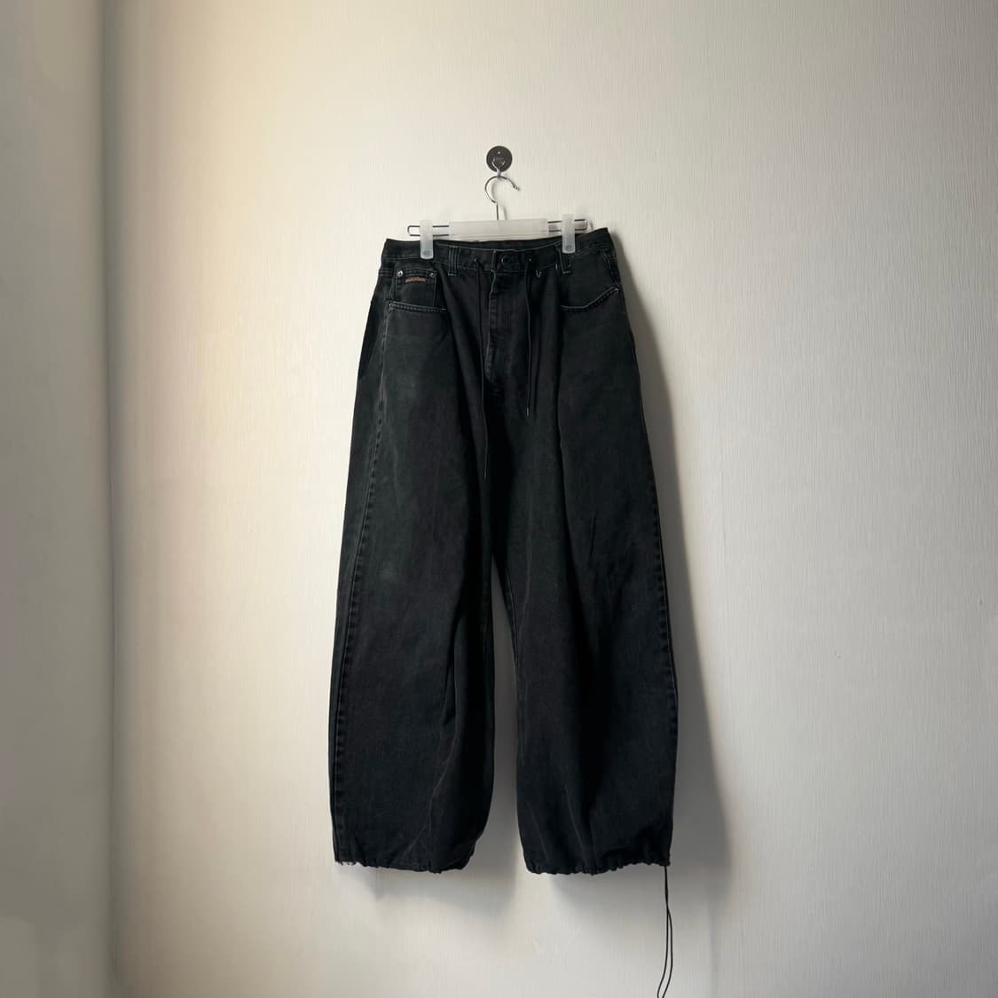 펑크 락시크 y2k 스포티 블랙데님 흑청 두붙바 벌룬팬츠 상품이미지1