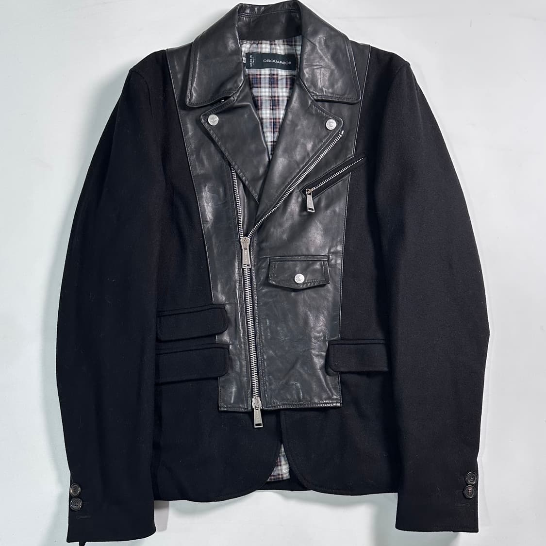 디스퀘어드 울/레더 바이커 자켓 상품이미지1