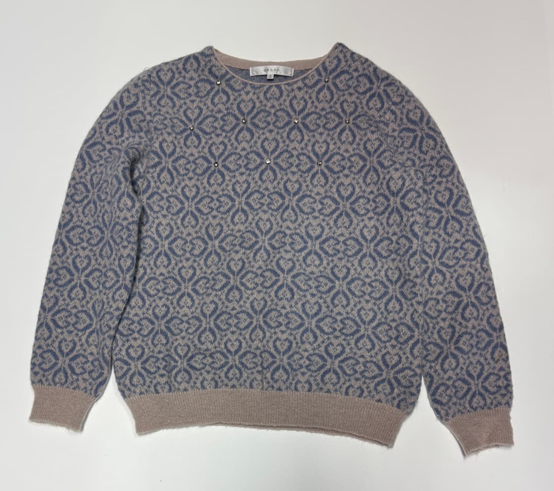 여성 온앤온 패턴 알파카 모헤어 니트 2 상품이미지1