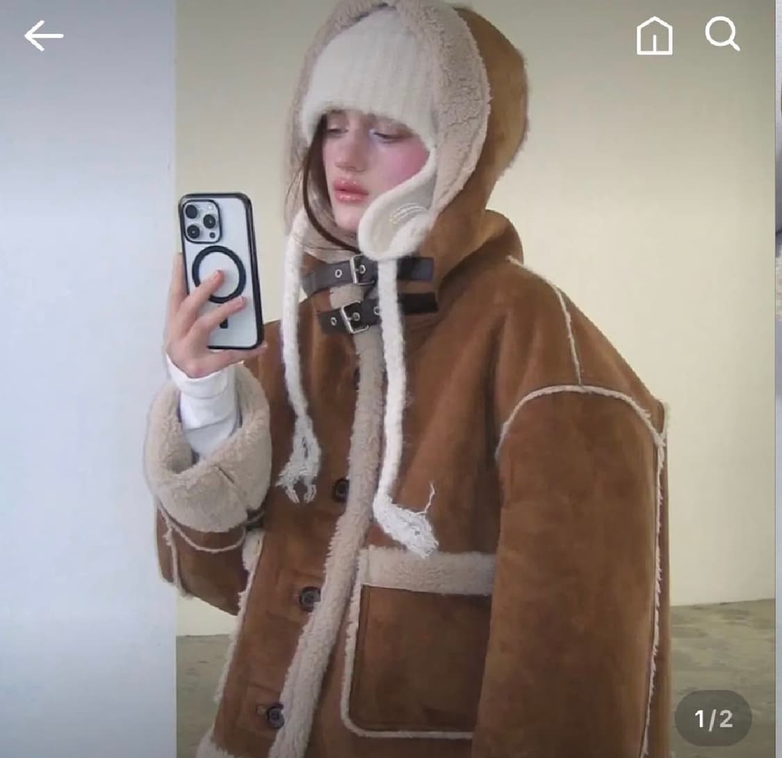 더오유 후디 무스탕 카멜 상품이미지4