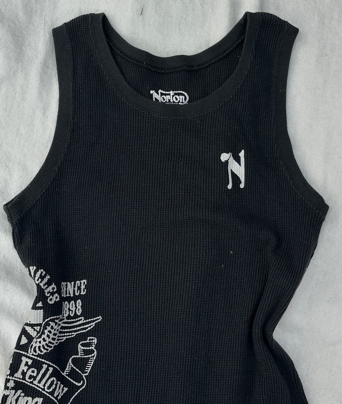 🎸나나깔 프린팅 와플 슬리브리스🎸락 펑크 이너 레터링 블랙 데빌  상품이미지4