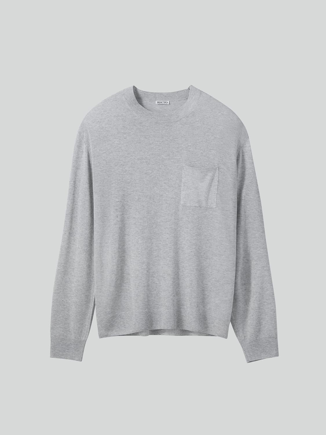 렉토 26SS 루즈핏 라운드넥 포켓 니트 탑 라이트 그레이 상품이미지5