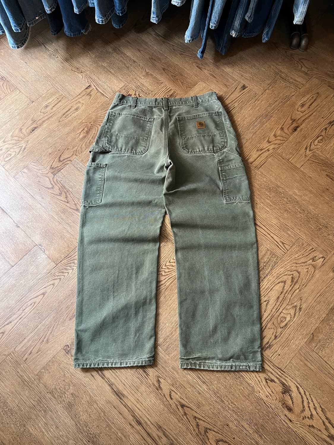 [32]칼하트 USA 빈티지 워싱 모스그린 싱글니 카펜터 워크 팬츠 상품이미지7