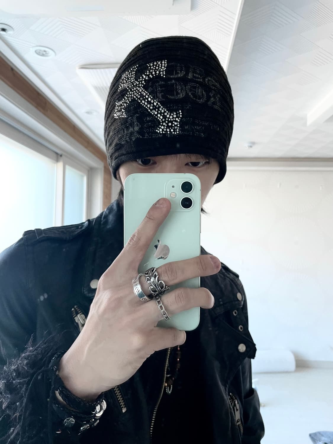 Cross punk lettering beanie   상품이미지3