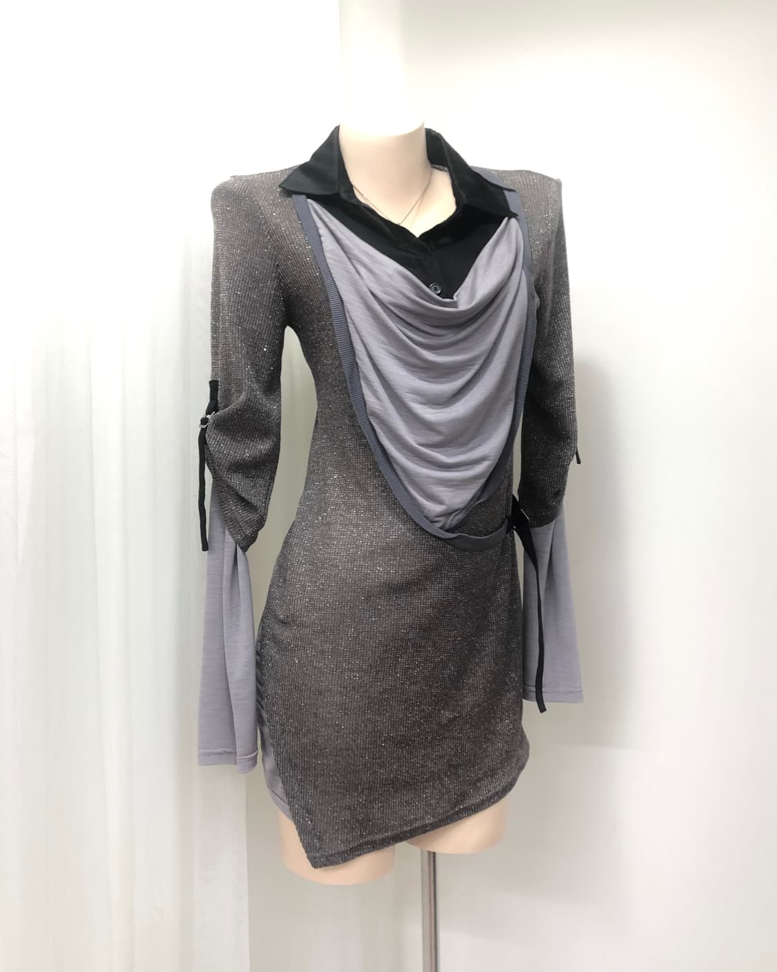 drape detail shirt layered glitter dress 상품이미지1